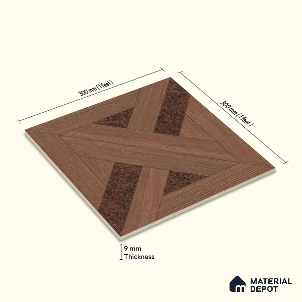 Moroccan Wall Tile TL 11785 | 1 ft x 1 ft Ceramic Matte Tile - 9 mm | Suitable For Bathroom, Balcony, Kitchen