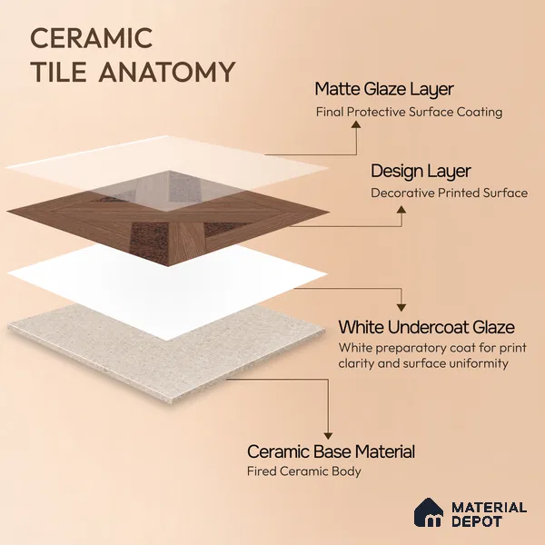 Moroccan Wall Tile TL 11785 | 1 ft x 1 ft Ceramic Matte Tile - 9 mm | Suitable For Bathroom, Balcony, Kitchen