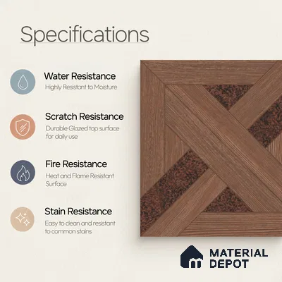 Moroccan Wall Tile TL 11785 | 1 ft x 1 ft Ceramic Matte Tile - 9 mm | Suitable For Bathroom, Balcony, Kitchen