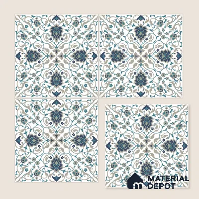 Moroccan Wall Tile TL 11790 | 1 ft x 1 ft Ceramic Matte Tile - 9 mm | Suitable For Bathroom, Dining Area, Kitchen