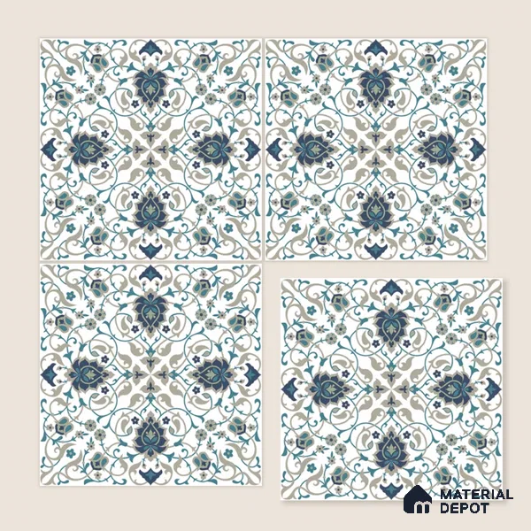 Moroccan Wall Tile TL 11790 | 1 ft x 1 ft Ceramic Matte Tile - 9 mm | Suitable For Bathroom, Dining Area, Kitchen