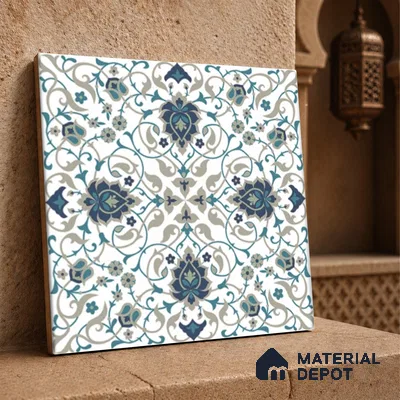 Moroccan Wall Tile TL 11790 | 1 ft x 1 ft Ceramic Matte Tile - 9 mm | Suitable For Bathroom, Dining Area, Kitchen