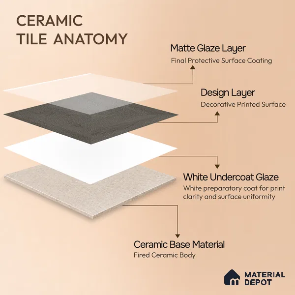 Moroccan Wall Tile TL 11794 | 1 ft x 1 ft Ceramic Matte Tile - 9 mm | Suitable For Bathroom, Balcony, Kitchen
