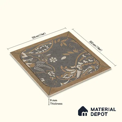 Moroccan Wall Tile TL 11795 | 1 ft x 1 ft Ceramic Matte Tile - 9 mm | Suitable For Bathroom, Balcony, Kitchen