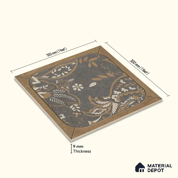 Moroccan Wall Tile TL 11795 | 1 ft x 1 ft Ceramic Matte Tile - 9 mm | Suitable For Bathroom, Balcony, Kitchen