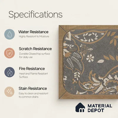 Moroccan Wall Tile TL 11795 | 1 ft x 1 ft Ceramic Matte Tile - 9 mm | Suitable For Bathroom, Balcony, Kitchen