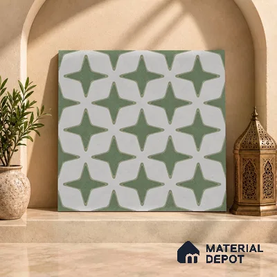 Moroccan Floor Decor Tile TL 11797 D | 2 ft x 2 ft Vitrified Double Digital Matte Tile - 9 mm | Suitable For Kitchen, Balcony, Dining Area