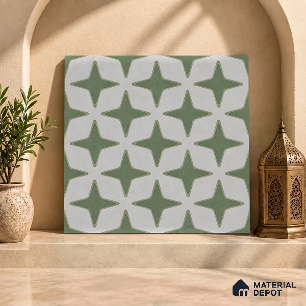 Moroccan Floor Decor Tile TL 11797 D | 2 ft x 2 ft Vitrified Double Digital Matte Tile - 9 mm | Suitable For Kitchen, Balcony, Dining Area