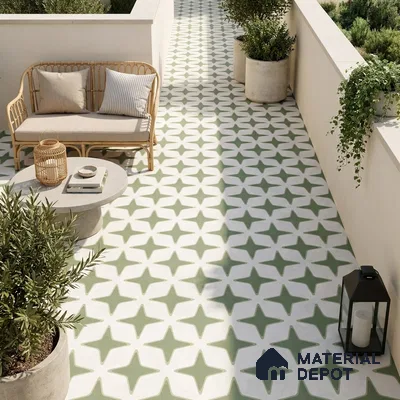 Moroccan Floor Decor Tile TL 11797 D | 2 ft x 2 ft Vitrified Double Digital Matte Tile - 9 mm | Suitable For Kitchen, Balcony, Dining Area