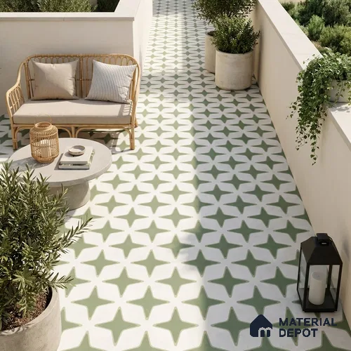 Moroccan Floor Decor Tile TL 11797 D | 2 ft x 2 ft Vitrified Double Digital Matte Tile - 9 mm | Suitable For Kitchen, Balcony, Dining Area