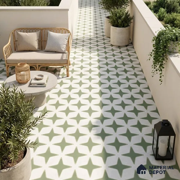 Moroccan Floor Decor Tile TL 11797 D | 2 ft x 2 ft Vitrified Double Digital Matte Tile - 9 mm | Suitable For Kitchen, Balcony, Dining Area