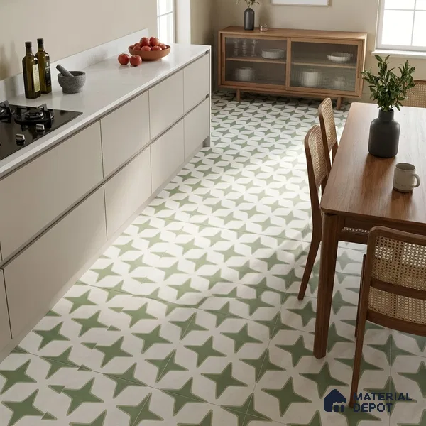 Moroccan Floor Decor Tile TL 11797 D | 2 ft x 2 ft Vitrified Double Digital Matte Tile - 9 mm | Suitable For Kitchen, Balcony, Dining Area