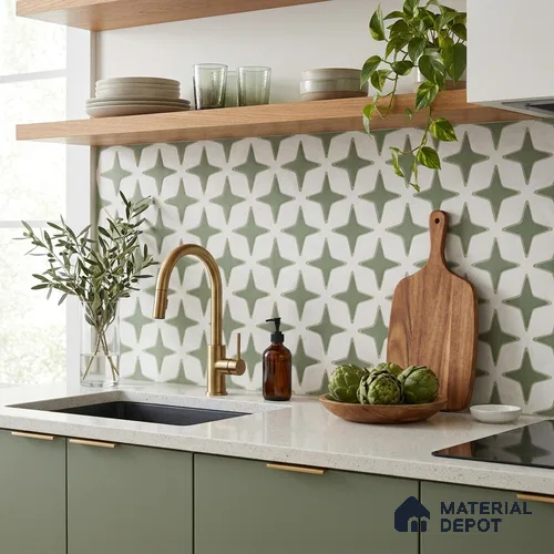 Moroccan Floor Decor Tile TL 11797 D | 2 ft x 2 ft Vitrified Double Digital Matte Tile - 9 mm | Suitable For Kitchen, Balcony, Dining Area