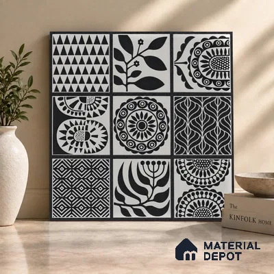 Moroccan Floor Decor Tile TL 11797 F | 2 ft x 2 ft Vitrified Double Digital Matte Tile - 9 mm | Suitable For Kitchen, Accent/Feature Wall, Dining Area