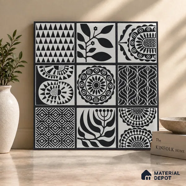 Moroccan Floor Decor Tile TL 11797 F | 2 ft x 2 ft Vitrified Double Digital Matte Tile - 9 mm | Suitable For Kitchen, Accent/Feature Wall, Dining Area