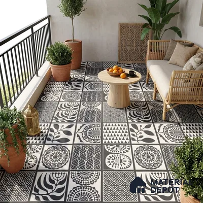 Moroccan Floor Decor Tile TL 11797 F | 2 ft x 2 ft Vitrified Double Digital Matte Tile - 9 mm | Suitable For Kitchen, Accent/Feature Wall, Dining Area