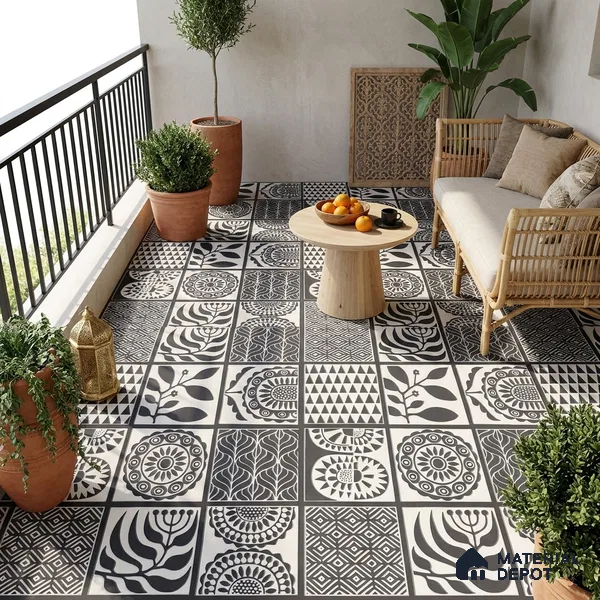 Moroccan Floor Decor Tile TL 11797 F | 2 ft x 2 ft Vitrified Double Digital Matte Tile - 9 mm | Suitable For Kitchen, Accent/Feature Wall, Dining Area