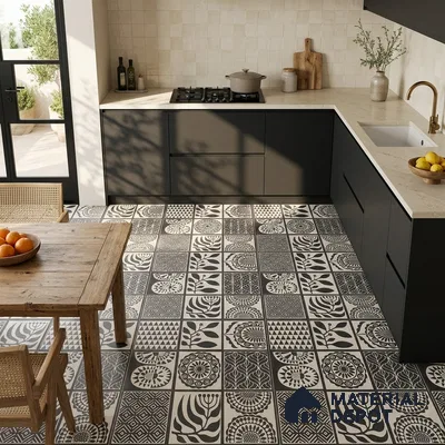 Moroccan Floor Decor Tile TL 11797 F | 2 ft x 2 ft Vitrified Double Digital Matte Tile - 9 mm | Suitable For Kitchen, Accent/Feature Wall, Dining Area
