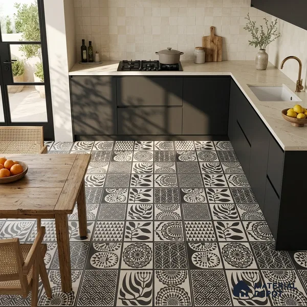 Moroccan Floor Decor Tile TL 11797 F | 2 ft x 2 ft Vitrified Double Digital Matte Tile - 9 mm | Suitable For Kitchen, Accent/Feature Wall, Dining Area