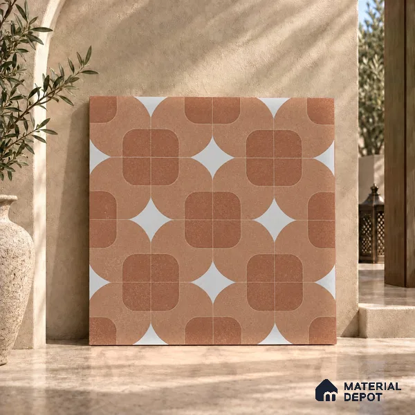 Moroccan Floor Decor Tile TL 11797 H | 2 ft x 2 ft Vitrified Double Digital Matte Tile - 9 mm | Suitable For Corridor, Balcony, Courtyard