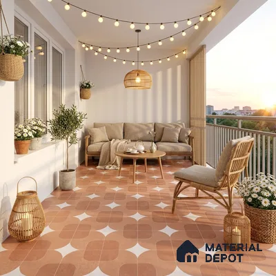 Moroccan Floor Decor Tile TL 11797 H | 2 ft x 2 ft Vitrified Double Digital Matte Tile - 9 mm | Suitable For Corridor, Balcony, Courtyard