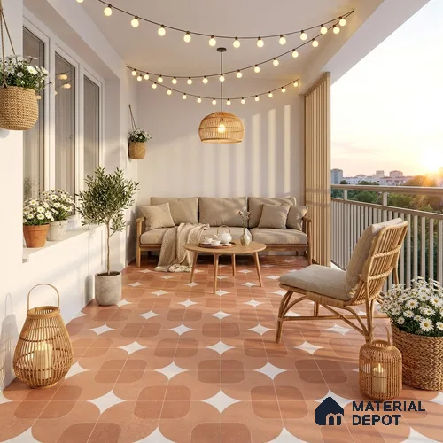 Moroccan Floor Decor Tile TL 11797 H | 2 ft x 2 ft Vitrified Double Digital Matte Tile - 9 mm | Suitable For Corridor, Balcony, Courtyard