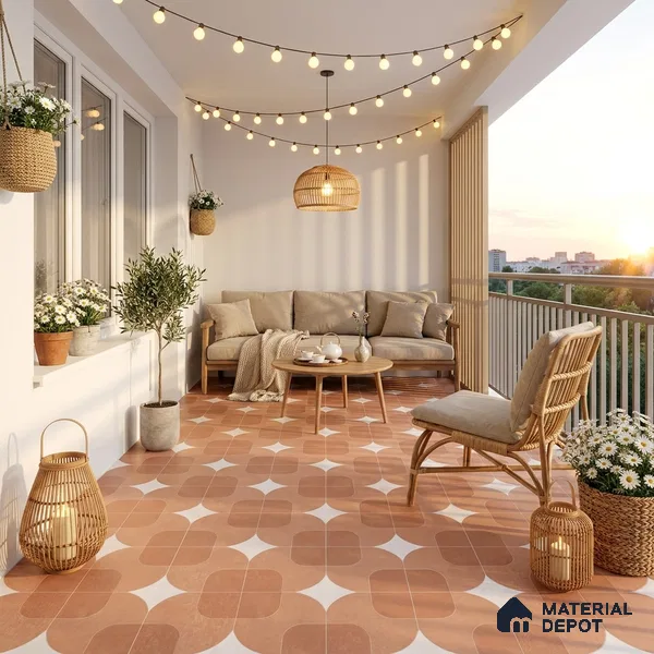 Moroccan Floor Decor Tile TL 11797 H | 2 ft x 2 ft Vitrified Double Digital Matte Tile - 9 mm | Suitable For Corridor, Balcony, Courtyard