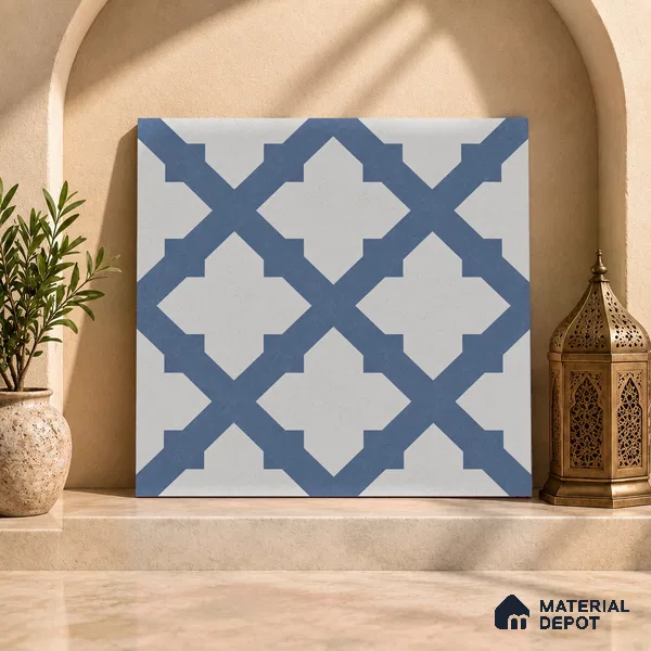 Moroccan Floor Decor Tile TL 11797 J | 2 ft x 2 ft Vitrified Double Digital Matte Tile - 9 mm | Suitable For Kitchen, Balcony, Dining Area