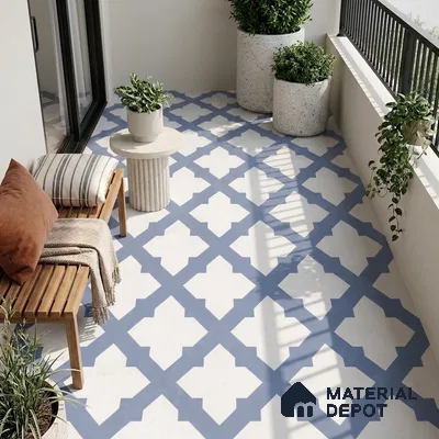 Moroccan Floor Decor Tile TL 11797 J | 2 ft x 2 ft Vitrified Double Digital Matte Tile - 9 mm | Suitable For Kitchen, Balcony, Dining Area