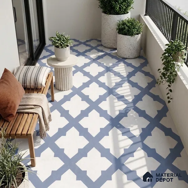 Moroccan Floor Decor Tile TL 11797 J | 2 ft x 2 ft Vitrified Double Digital Matte Tile - 9 mm | Suitable For Kitchen, Balcony, Dining Area