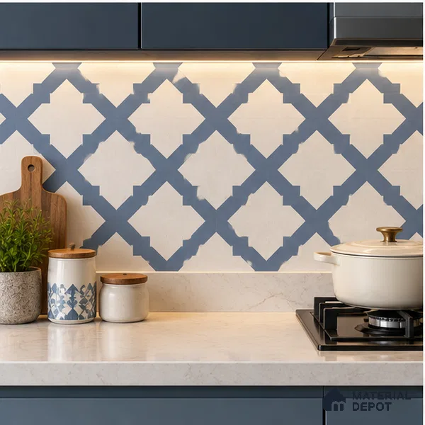 Moroccan Floor Decor Tile TL 11797 J | 2 ft x 2 ft Vitrified Double Digital Matte Tile - 9 mm | Suitable For Kitchen, Balcony, Dining Area