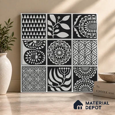 Moroccan Floor Decor Tile TL 11797 L | 2 ft x 2 ft Vitrified Double Digital Matte Tile - 9 mm | Suitable For Kitchen, Accent/Feature Wall, Dining Area
