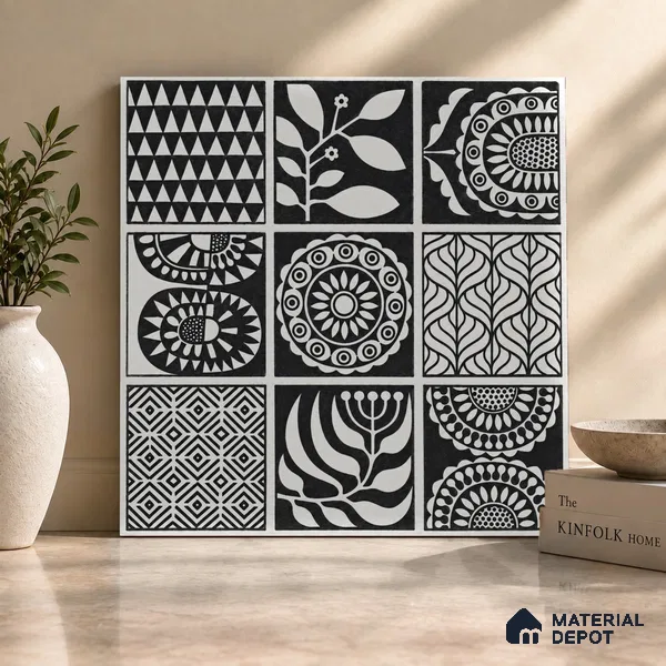 Moroccan Floor Decor Tile TL 11797 L | 2 ft x 2 ft Vitrified Double Digital Matte Tile - 9 mm | Suitable For Kitchen, Accent/Feature Wall, Dining Area