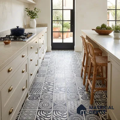 Moroccan Floor Decor Tile TL 11797 L | 2 ft x 2 ft Vitrified Double Digital Matte Tile - 9 mm | Suitable For Kitchen, Accent/Feature Wall, Dining Area