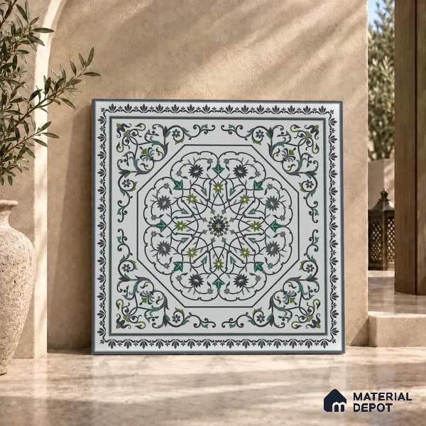 Moroccan Wall & Floor Tile TL 11798 B | 2 ft x 2 ft Vitrified Matte Tile - 9 mm | Suitable For Kitchen, Bedroom, Dining Area