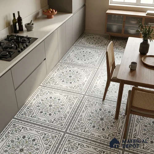 Moroccan Wall & Floor Tile TL 11798 B | 2 ft x 2 ft Vitrified Matte Tile - 9 mm | Suitable For Kitchen, Bedroom, Dining Area