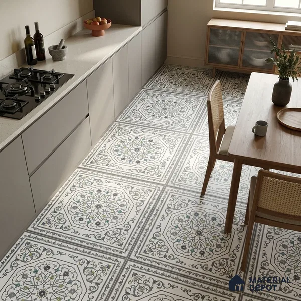 Moroccan Wall & Floor Tile TL 11798 B | 2 ft x 2 ft Vitrified Matte Tile - 9 mm | Suitable For Kitchen, Bedroom, Dining Area