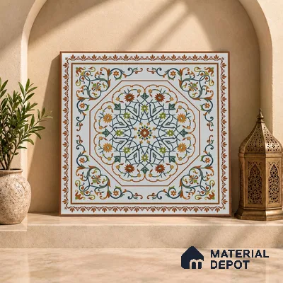 Moroccan Wall & Floor Tile TL 11798 | 2 ft x 2 ft Vitrified Matte Tile - 9 mm | Suitable For Kitchen, Bedroom, Dining Area