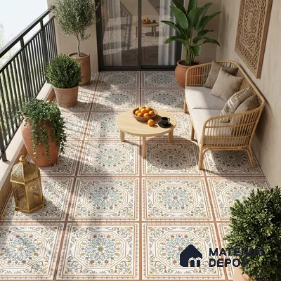 Moroccan Wall & Floor Tile TL 11798 | 2 ft x 2 ft Vitrified Matte Tile - 9 mm | Suitable For Kitchen, Bedroom, Dining Area