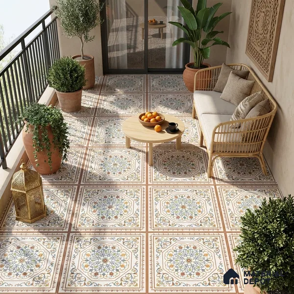 Moroccan Wall & Floor Tile TL 11798 | 2 ft x 2 ft Vitrified Matte Tile - 9 mm | Suitable For Kitchen, Bedroom, Dining Area