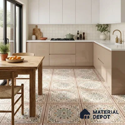 Moroccan Wall & Floor Tile TL 11798 | 2 ft x 2 ft Vitrified Matte Tile - 9 mm | Suitable For Kitchen, Bedroom, Dining Area
