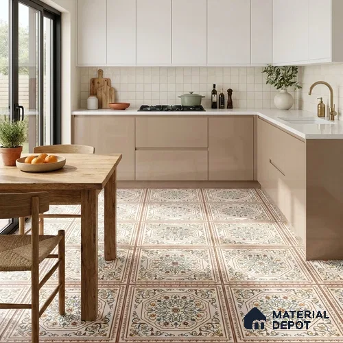 Moroccan Wall & Floor Tile TL 11798 | 2 ft x 2 ft Vitrified Matte Tile - 9 mm | Suitable For Kitchen, Bedroom, Dining Area
