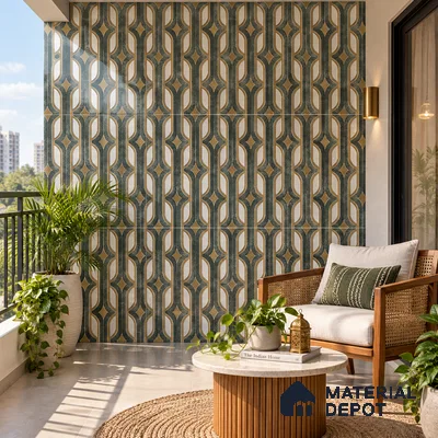 Moroccan Wall & Floor Tile TL 11801 | 2 ft x 2 ft Vitrified Glossy Tile - 9 mm | Suitable For Kitchen, Balcony, Dining Area