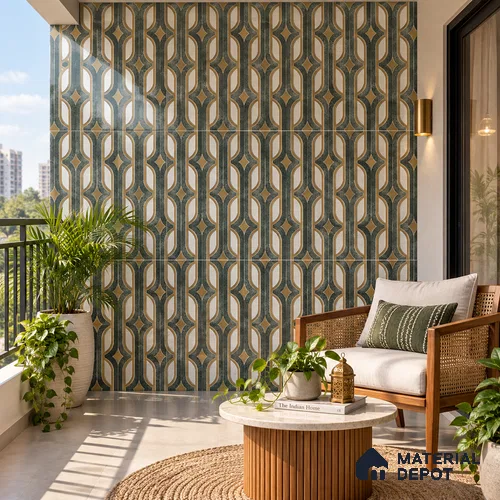 Moroccan Wall & Floor Tile TL 11801 | 2 ft x 2 ft Vitrified Glossy Tile - 9 mm | Suitable For Kitchen, Balcony, Dining Area