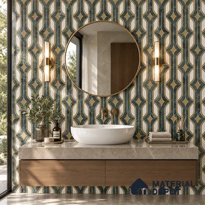 Moroccan Wall & Floor Tile TL 11801 | 2 ft x 2 ft Vitrified Glossy Tile - 9 mm | Suitable For Kitchen, Balcony, Dining Area