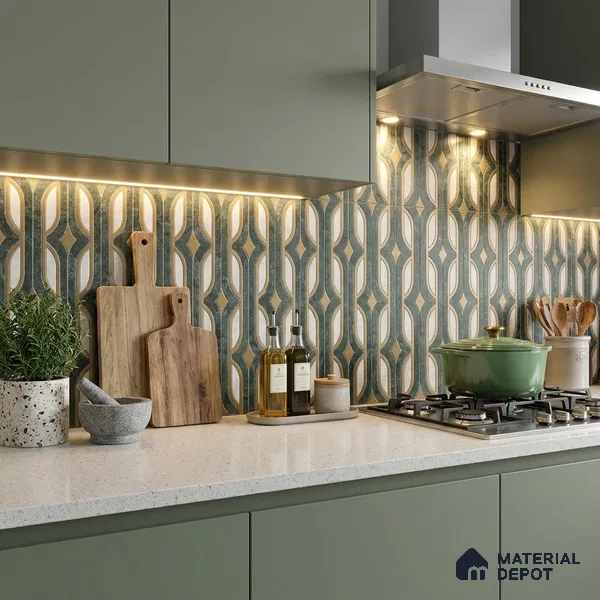 Moroccan Wall & Floor Tile TL 11801 | 2 ft x 2 ft Vitrified Glossy Tile - 9 mm | Suitable For Kitchen, Balcony, Dining Area
