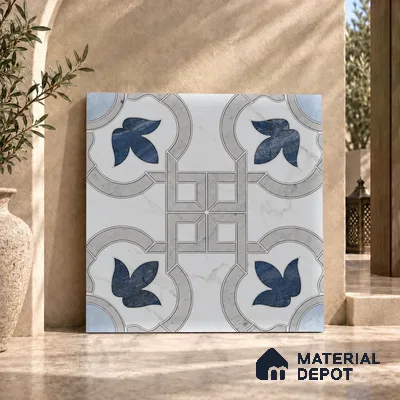 Moroccan Wall & Floor Tile TL 11802 | 2 ft x 2 ft Vitrified Sinker Finish Tile - 9 mm | Suitable For Kitchen, Balcony, Dining Area
