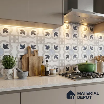Moroccan Wall & Floor Tile TL 11802 | 2 ft x 2 ft Vitrified Sinker Finish Tile - 9 mm | Suitable For Kitchen, Balcony, Dining Area