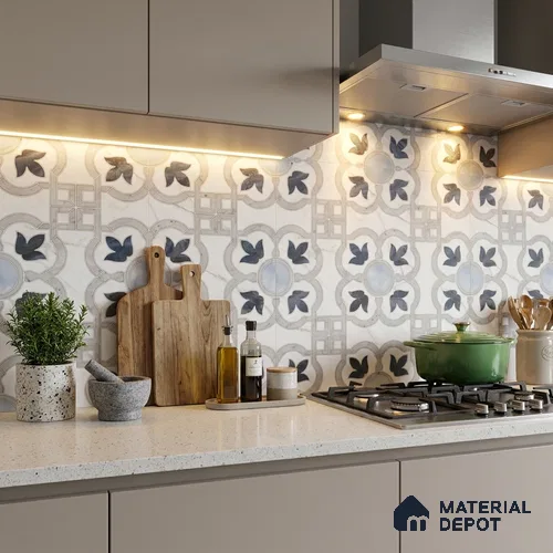 Moroccan Wall & Floor Tile TL 11802 | 2 ft x 2 ft Vitrified Sinker Finish Tile - 9 mm | Suitable For Kitchen, Balcony, Dining Area