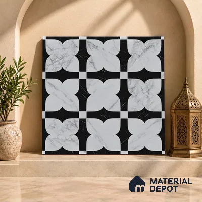 Moroccan Wall & Floor Tile TL 11803 | 2 ft x 2 ft Vitrified Sinker Finish Tile - 9 mm | Suitable For Kitchen, Bathroom, Dining Area